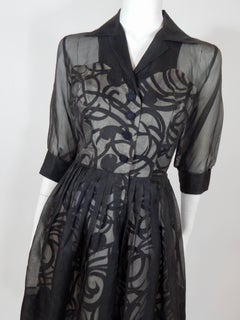Black Sheer Organza Dress, 1950s