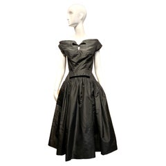 1950s  Black Silk Cocktail Dress