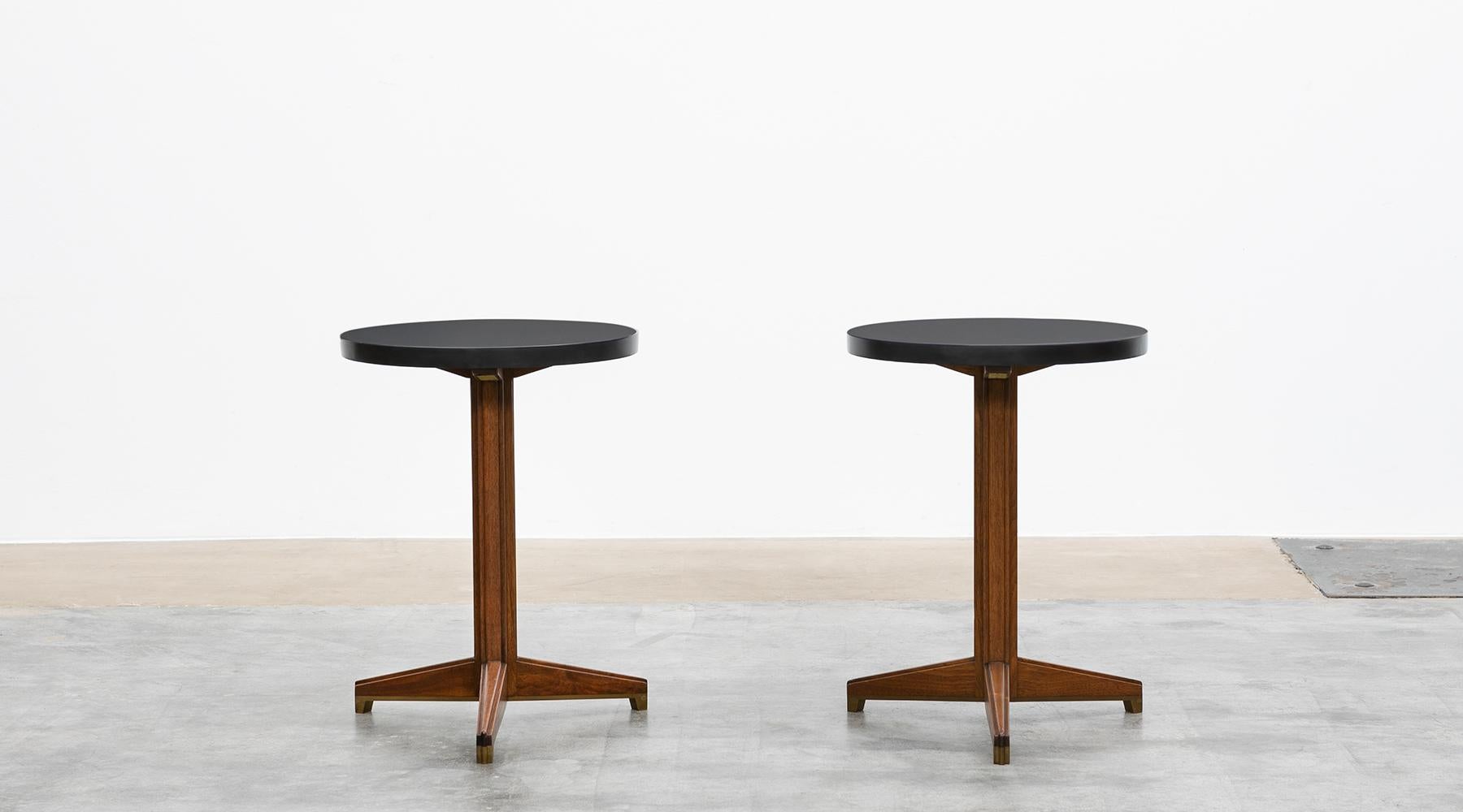 Pair of side tables, slate, mahogany, brass by Edward Wormley, USA, 1957.

This elaborate pair of occasional tables designed by Edward Wormley comes with a tabletop in slate, mahogany base. The proportions are particularly perfect and come on