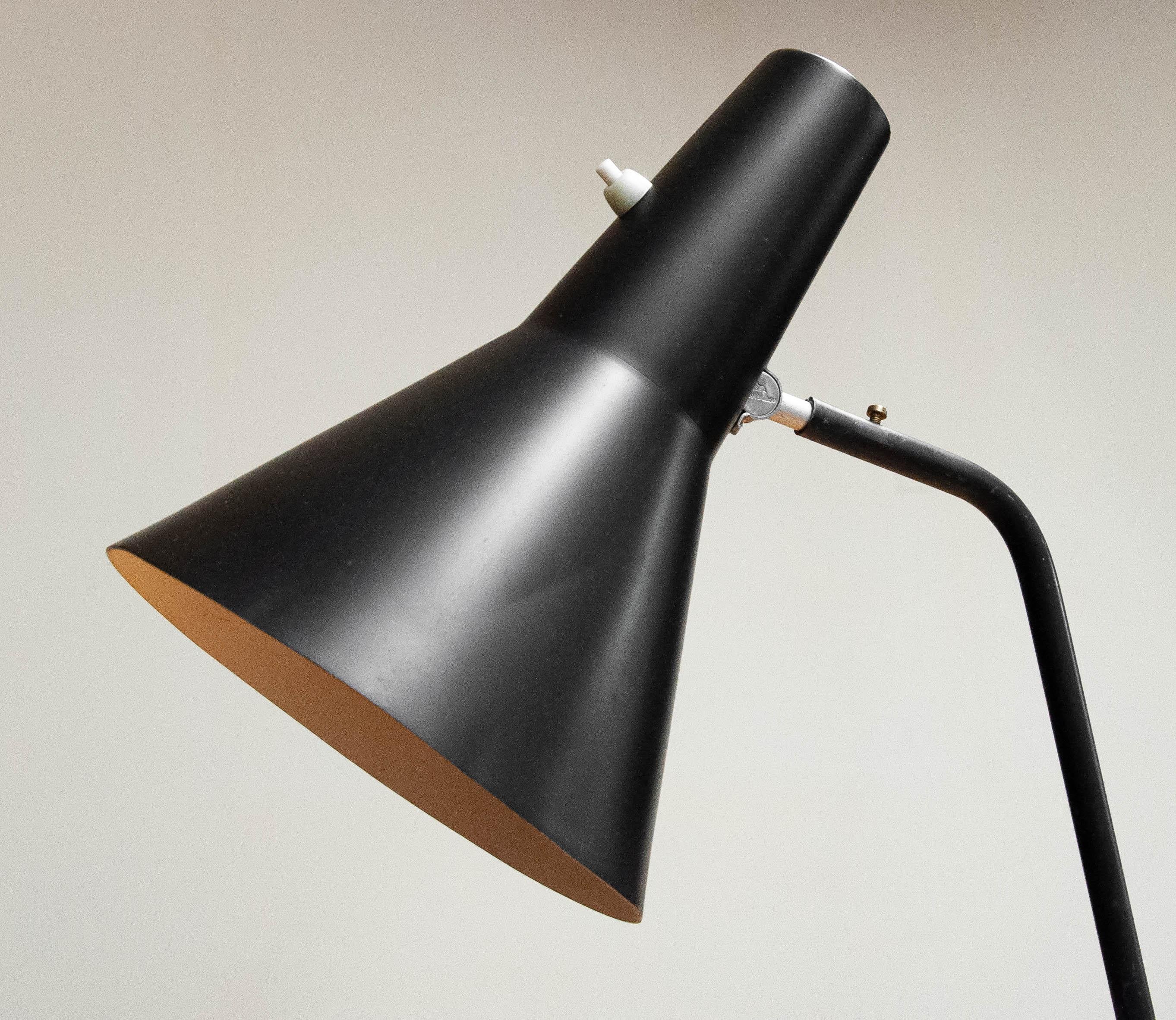 1950s Black Swedish Grasshopper Floor Lamp By Svend Aage Holm Sorensen For Asea. For Sale 1