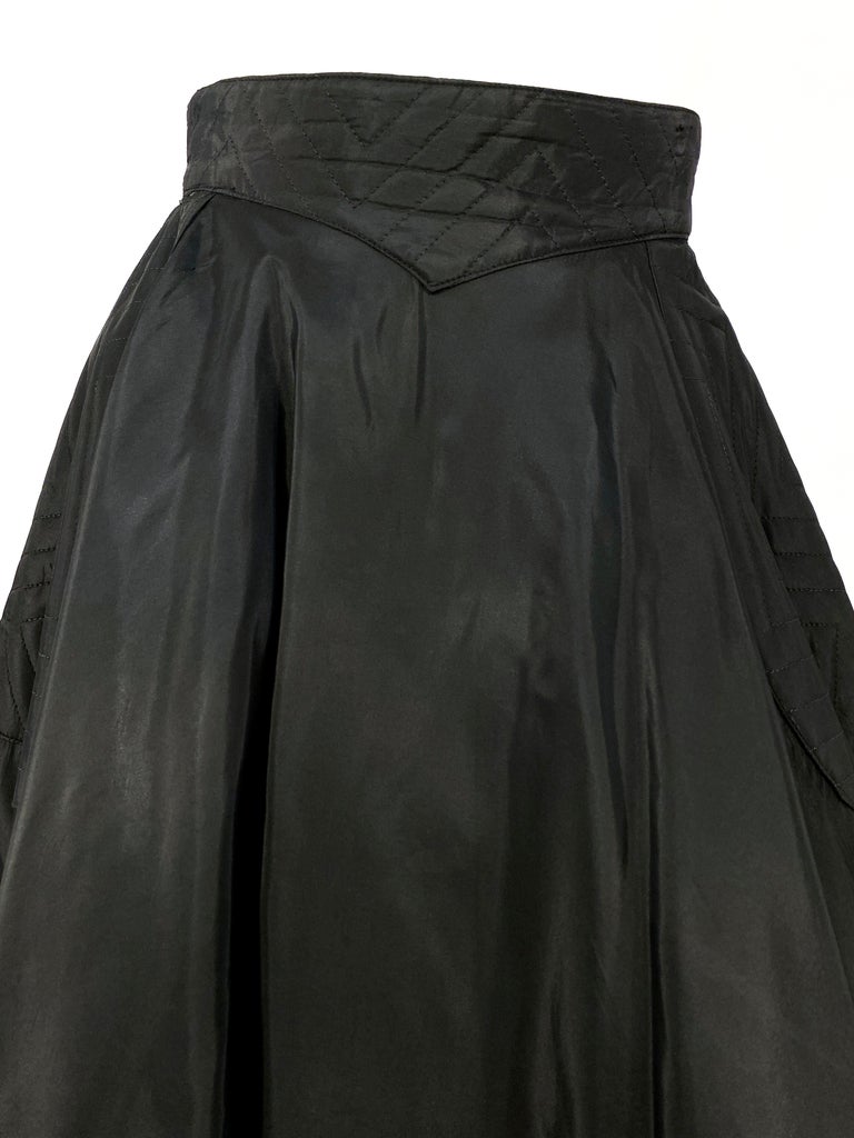 1950s Black Taffeta and Quilted Circle Skirt at 1stDibs