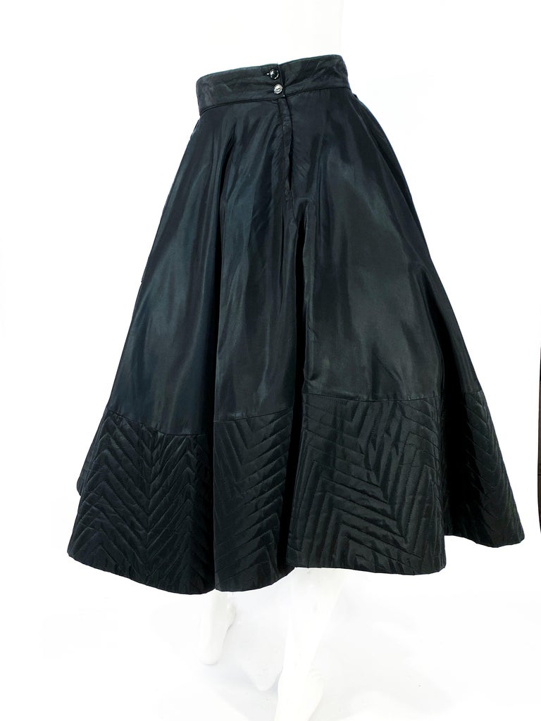 1950s Black Taffeta and Quilted Circle Skirt at 1stDibs