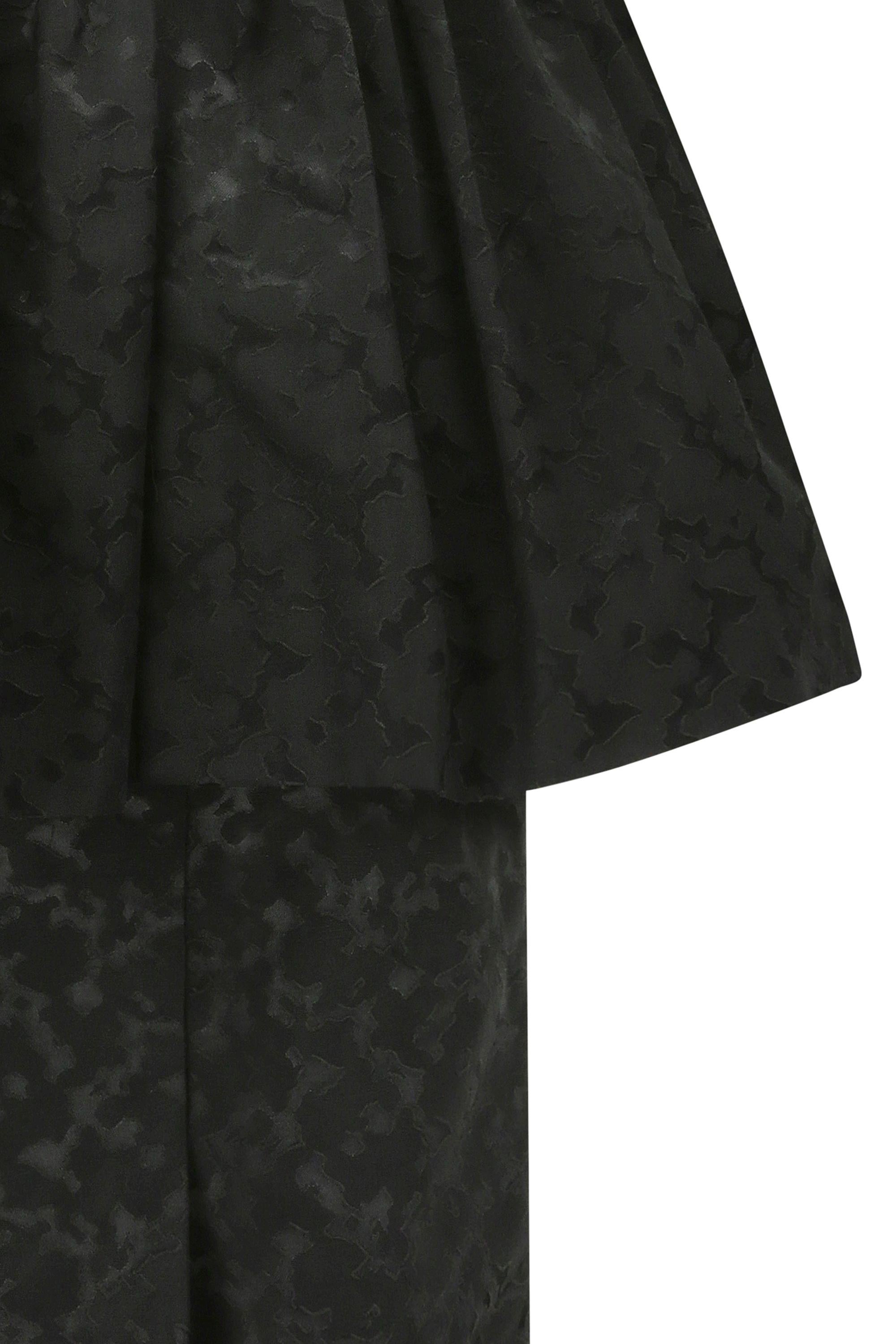 Schwarzes strukturiertes Jacquardkleid mit Schößchen aus den 1950er Jahren im Angebot 1
