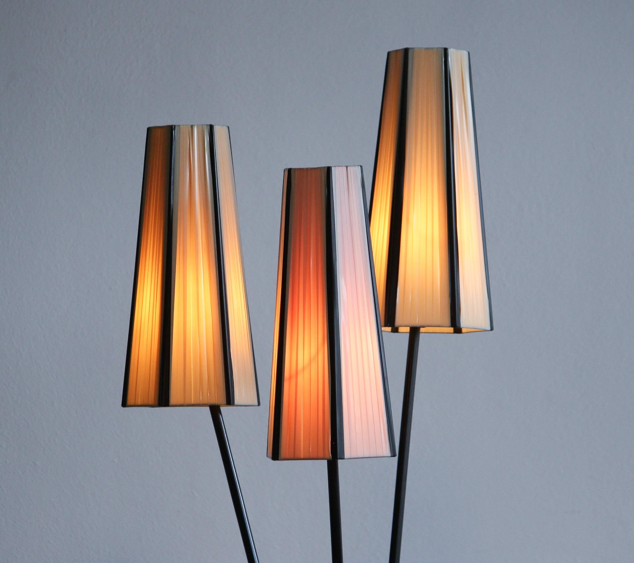 1950s, Black Three-Light Floor Lamp, Sweden In Good Condition In Silvolde, Gelderland