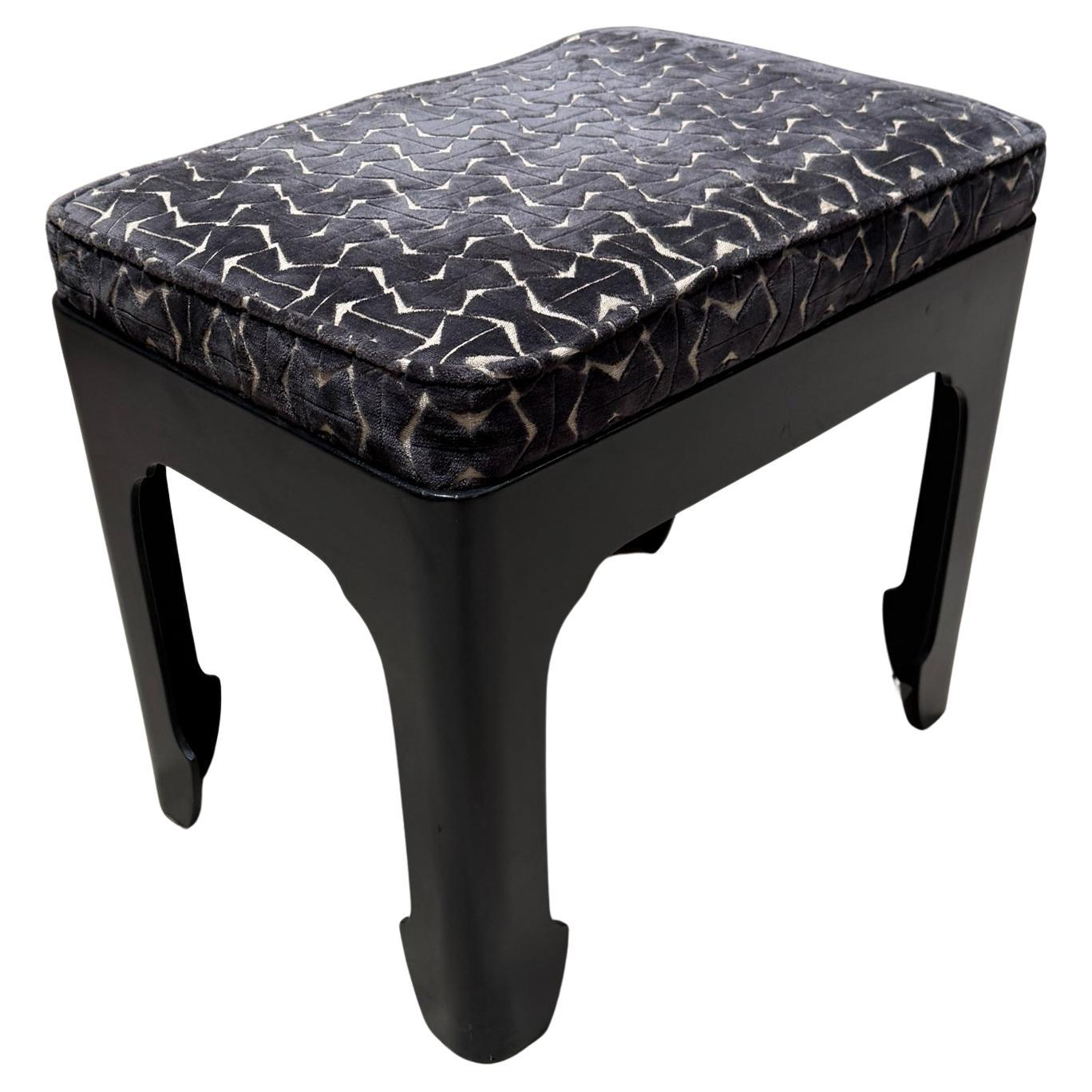 1950s Black Vanity Stool Style of Edward Wormley for Dunbar