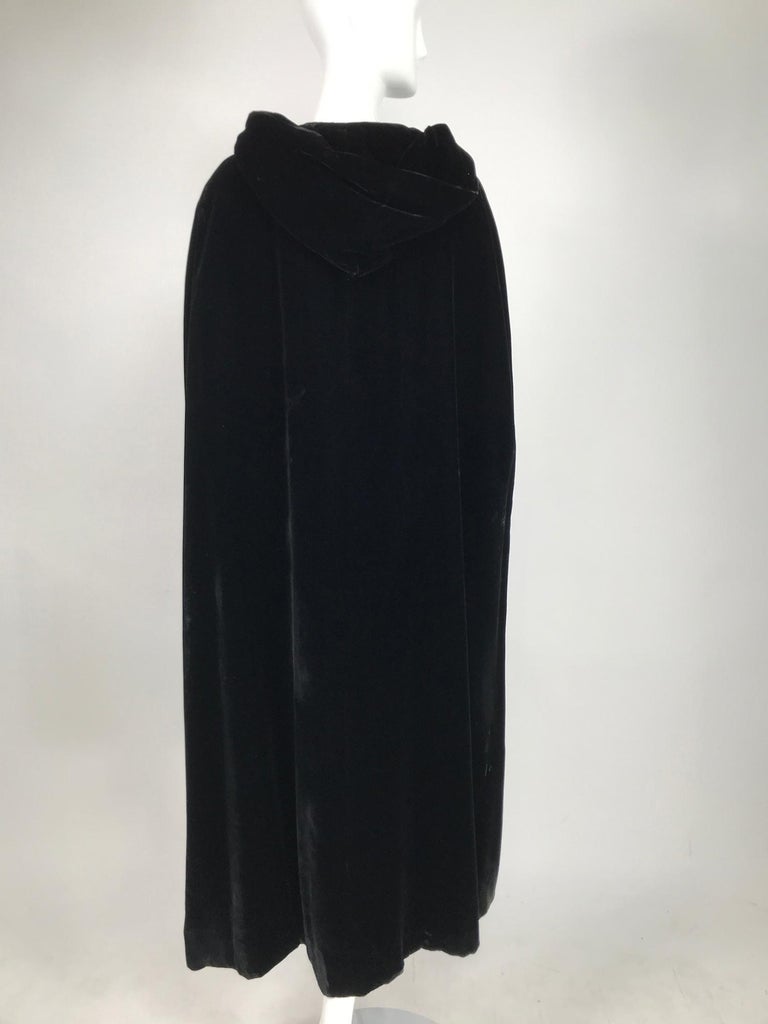 1950s Black Velvet Hooded Maxi Cape For Sale at 1stDibs