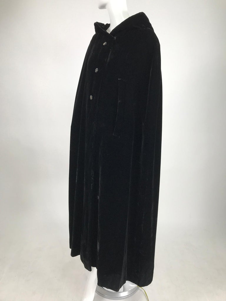 1950s Black Velvet Hooded Maxi Cape For Sale at 1stDibs
