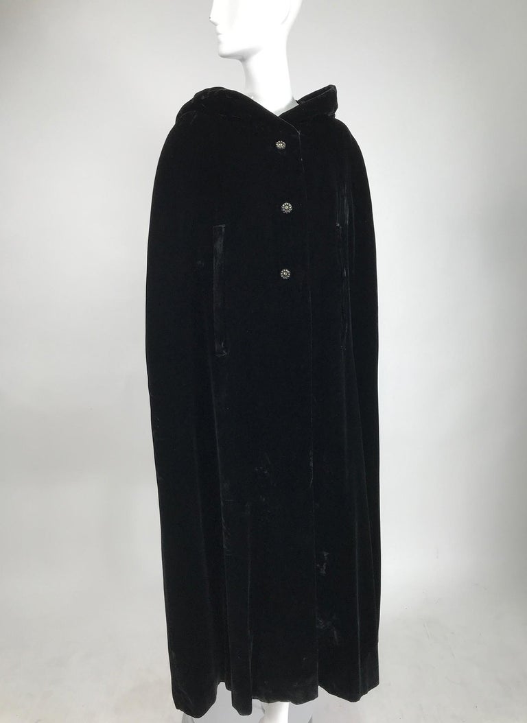 1950s Velvet Striped Black Saks Fifth Avenue Hooded Cape Coat — Canned Ham  Vintage