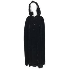 Vintage 1950s Black Velvet Hooded Maxi Cape