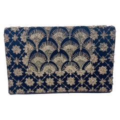 1950s Black Velvet Zardozi Zari Gold Embroidered Vintage 50s Clutch Bag India