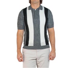 1950S Black & White Grey Poly Blend Knit Men's Shirt
