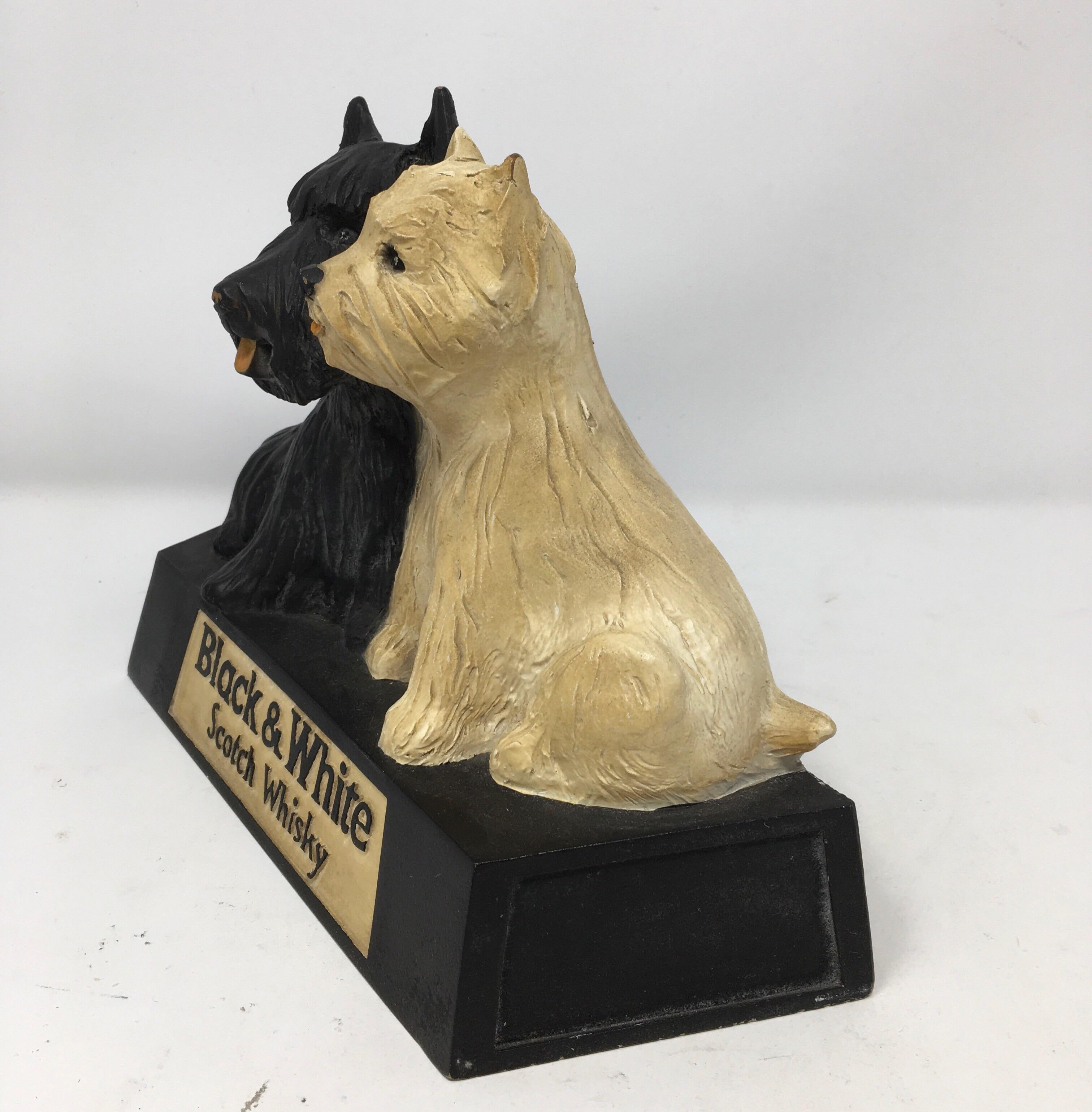 Rarely found black and white Whisky Scottie dogs bar counter advertising display circa 1950s. Great decorative item for your home bar or for the collector.