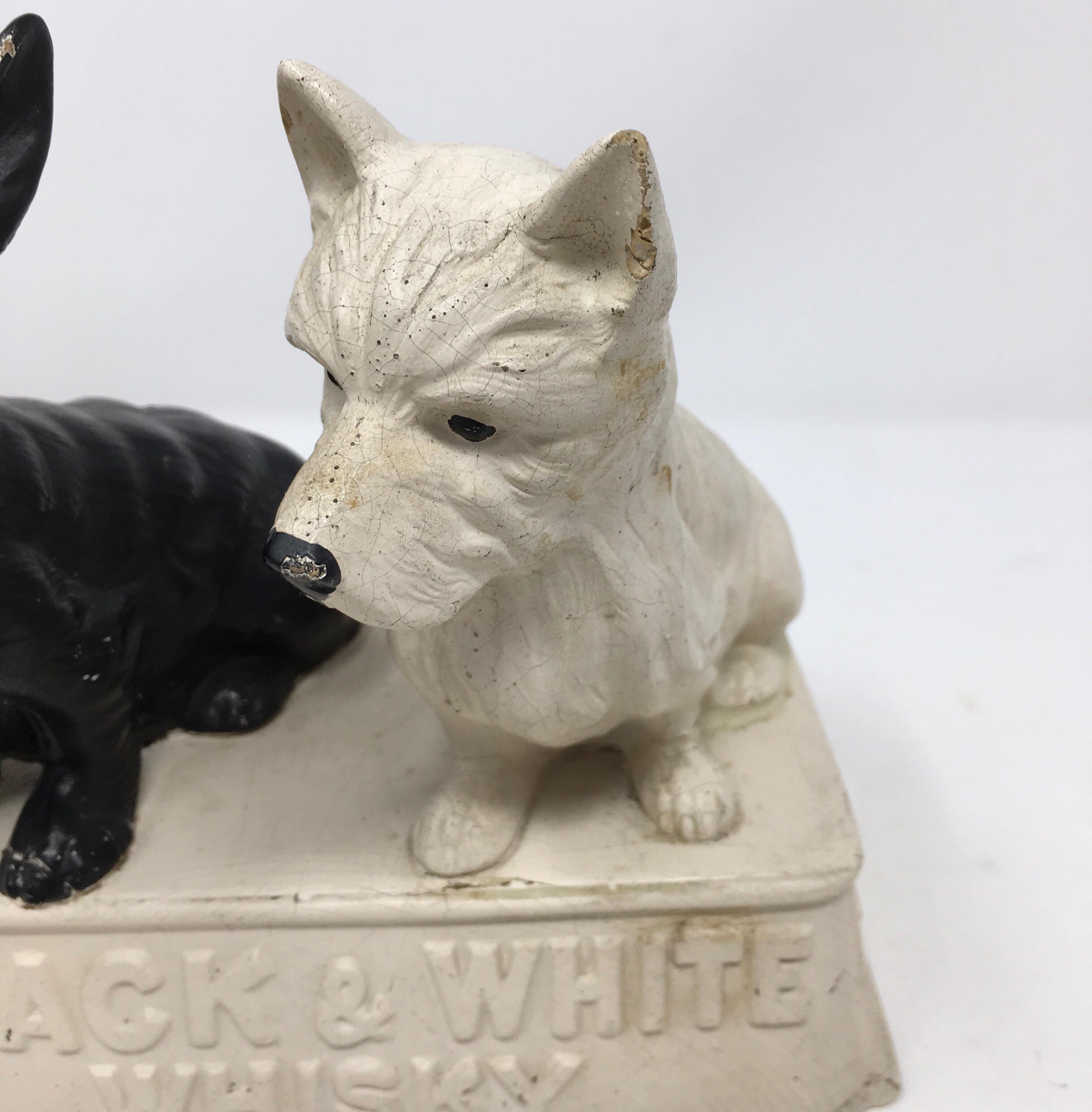 20th Century 1950s Black and White Scotch Whisky Scottie Dogs Bar Top Advertising Figure