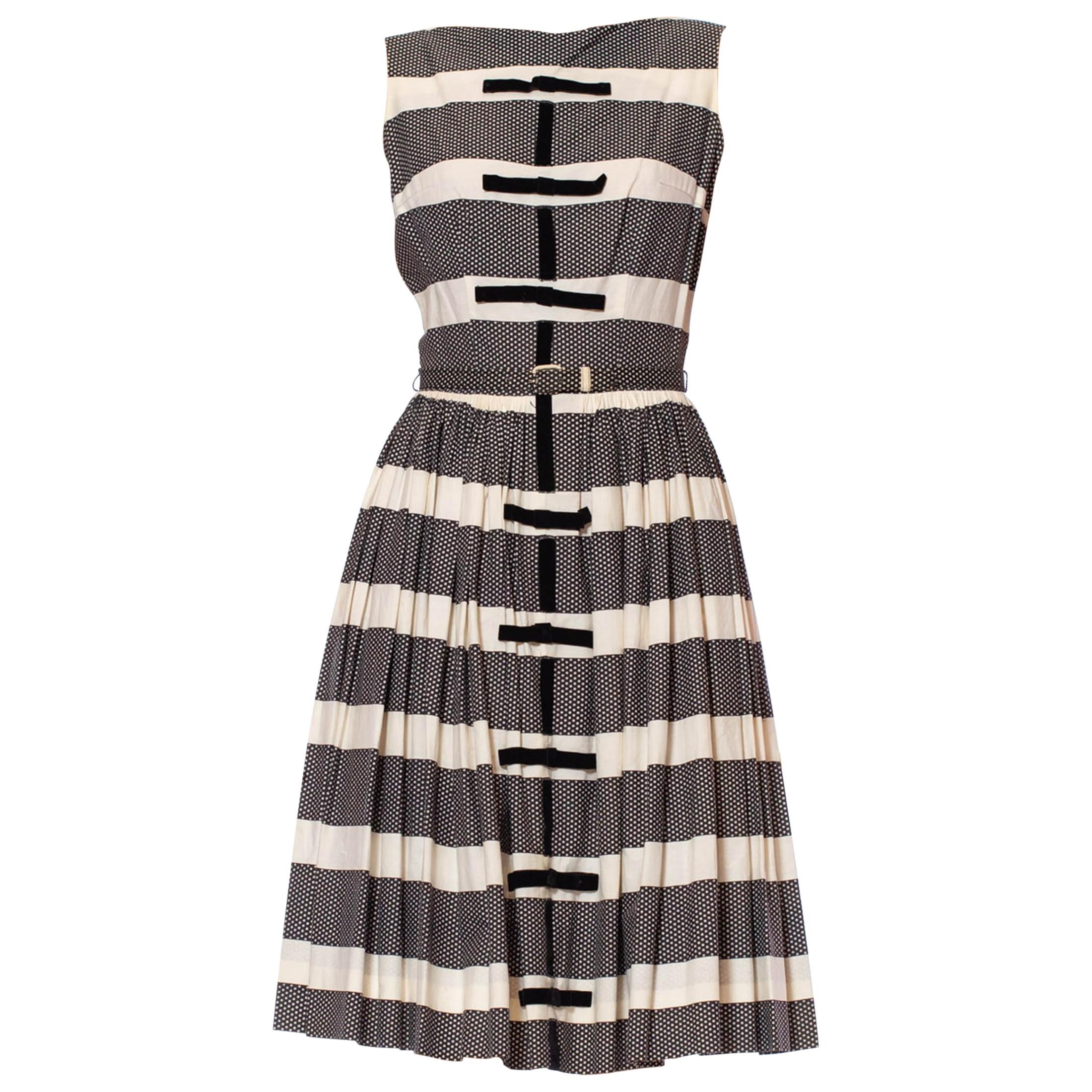 black and white striped cotton dress