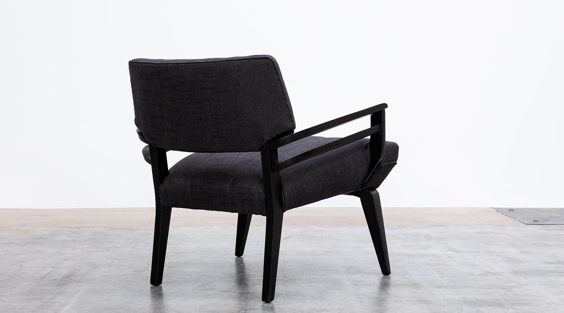 1950s Black Wooden New Upholstery Lounge Chairs by Paul Laszlo 6