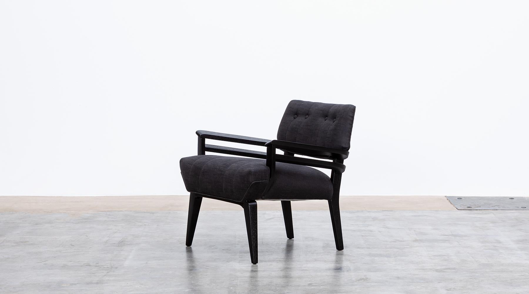 1950s Black Wooden New Upholstery Lounge Chairs by Paul Laszlo In Good Condition In Frankfurt, Hessen, DE