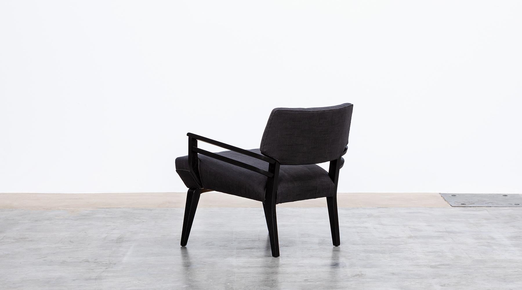 1950s Black Wooden New Upholstery Lounge Chairs by Paul Laszlo 2
