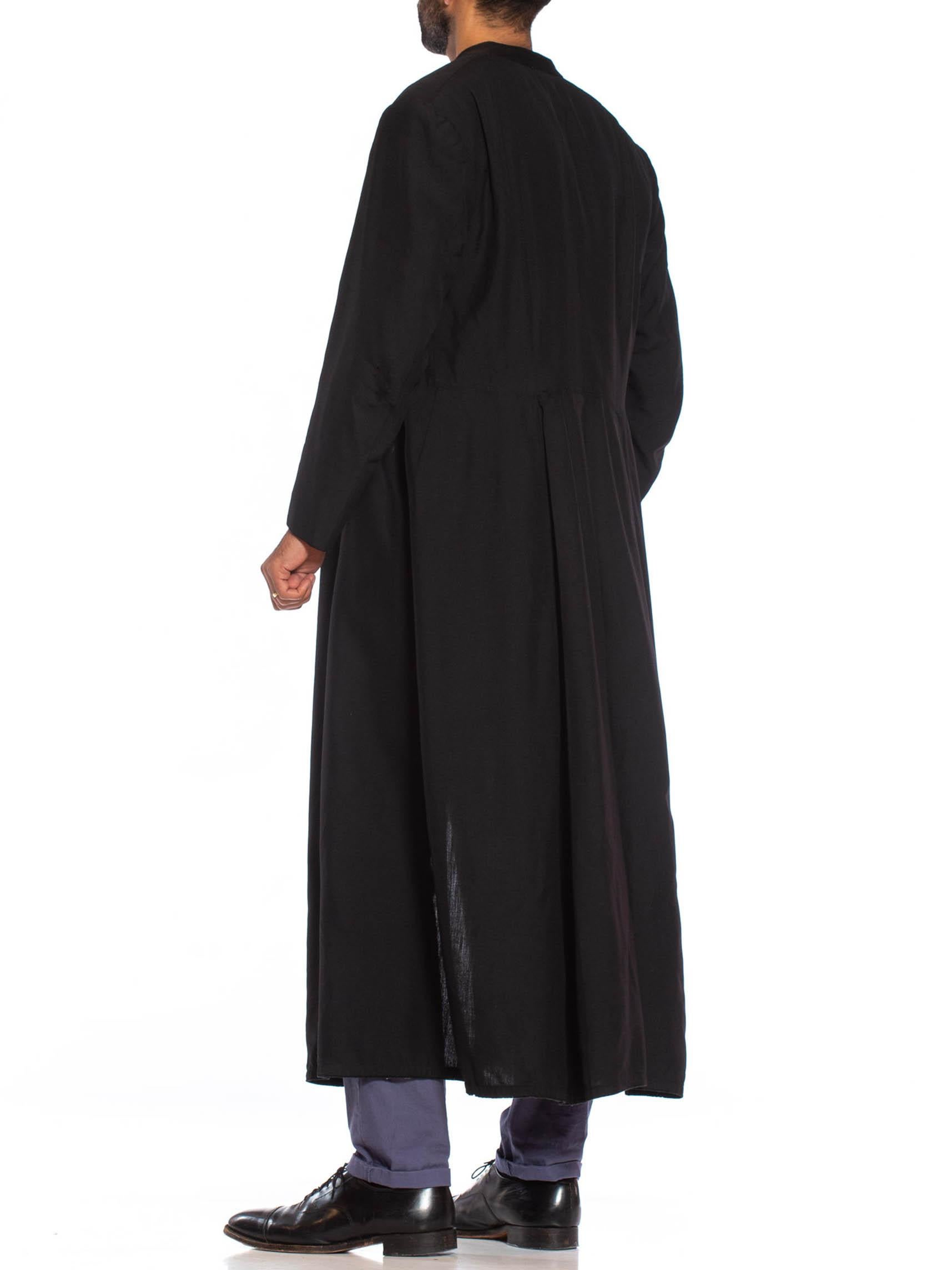 1950S Black Wool Gothic Men's Priest Roman Cassock Coat In Excellent Condition In New York, NY