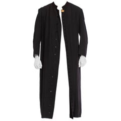 Vintage 1950S Black Wool Gothic Men's Priest Roman Cassock Coat