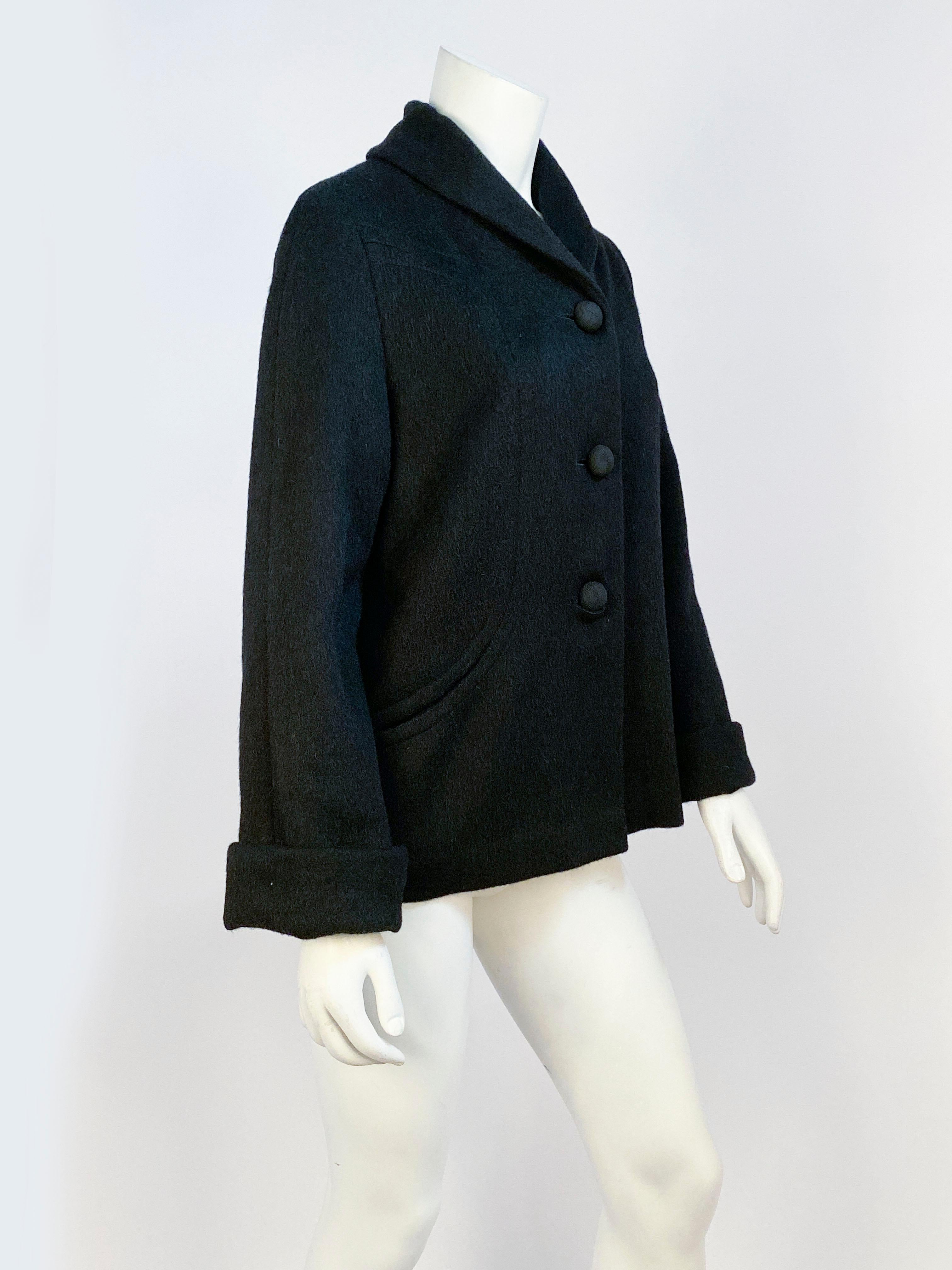 1950s Black Wool Jacket  In Good Condition For Sale In San Francisco, CA