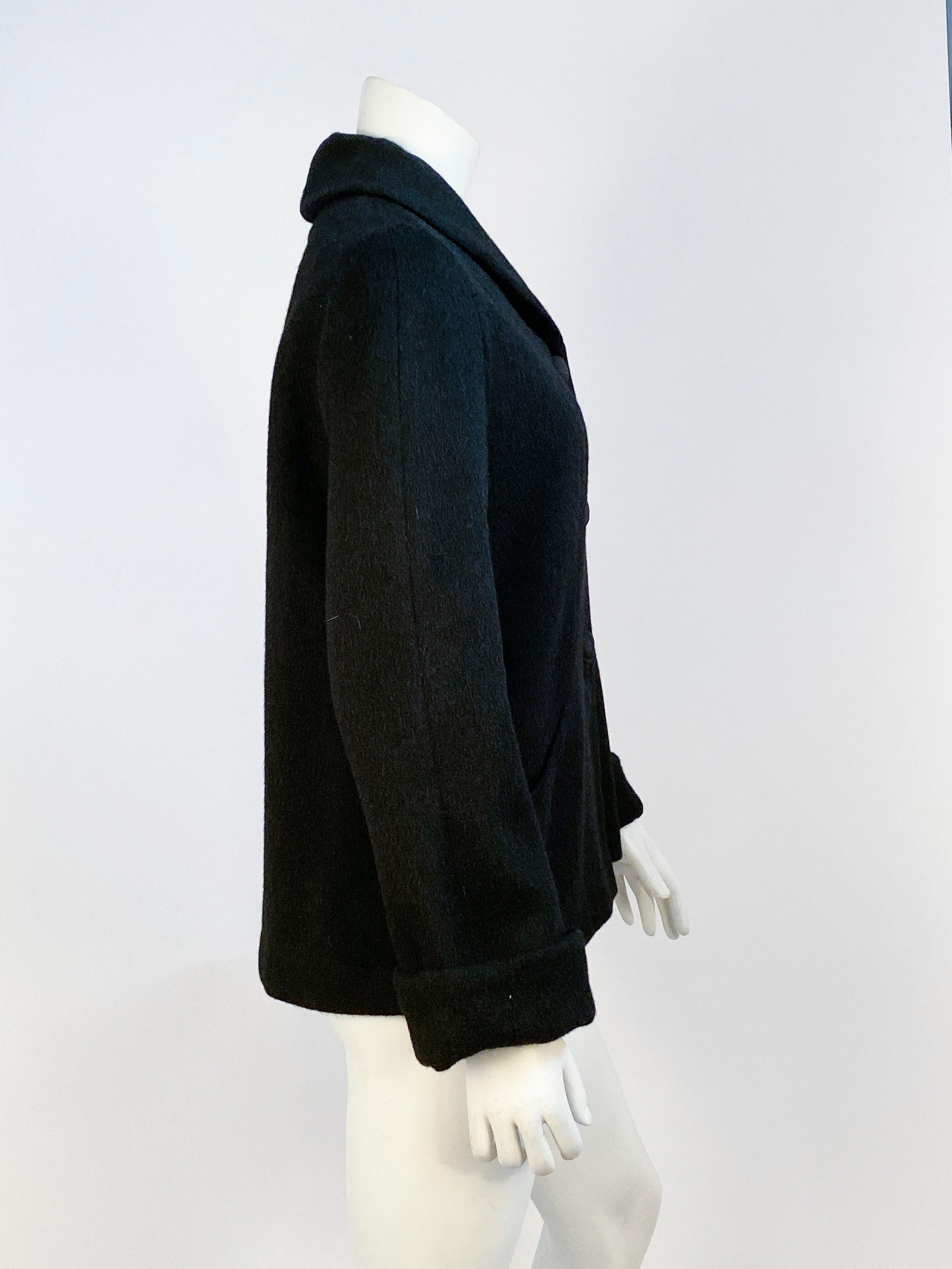 Women's 1950s Black Wool Jacket  For Sale