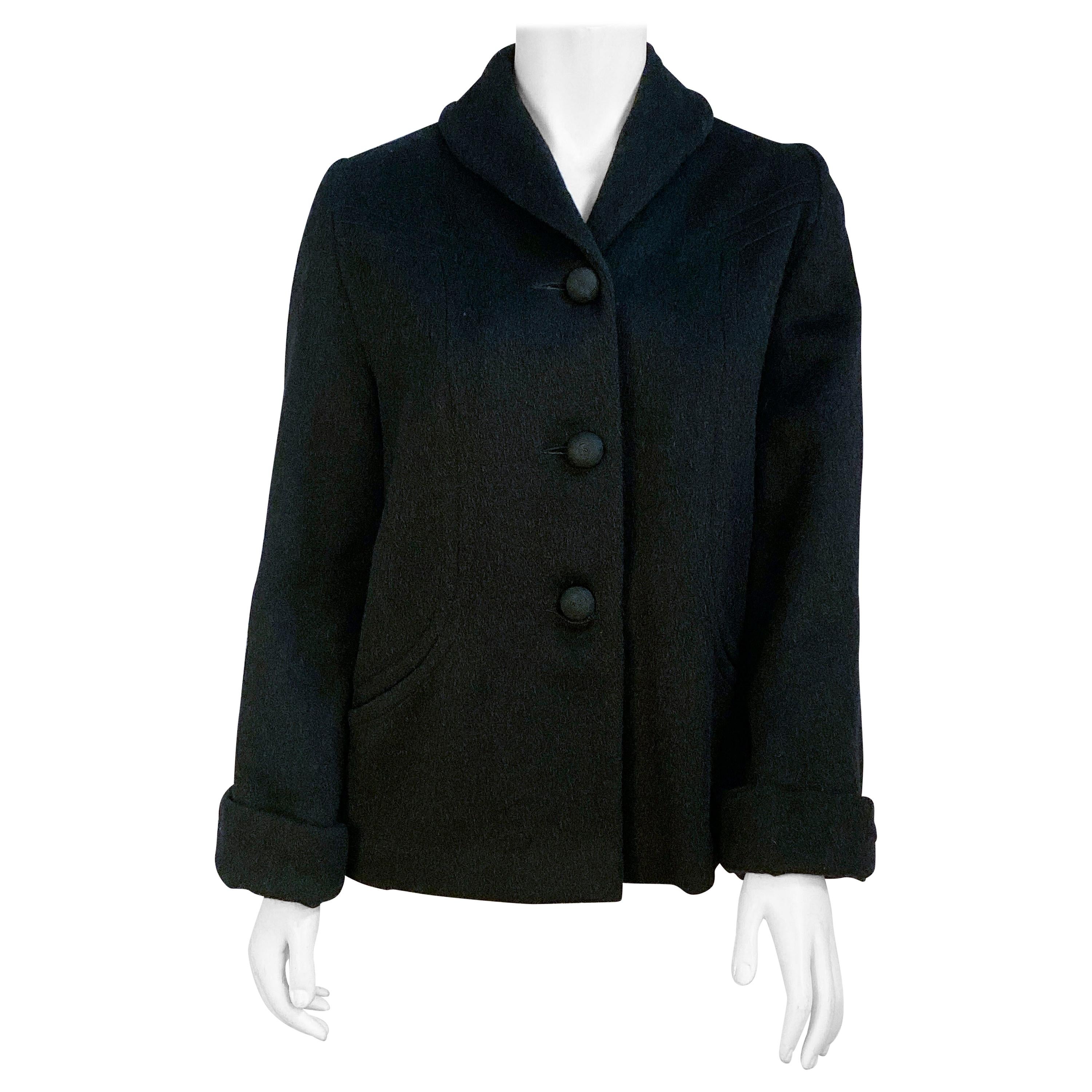 1950s Black Wool Jacket  For Sale