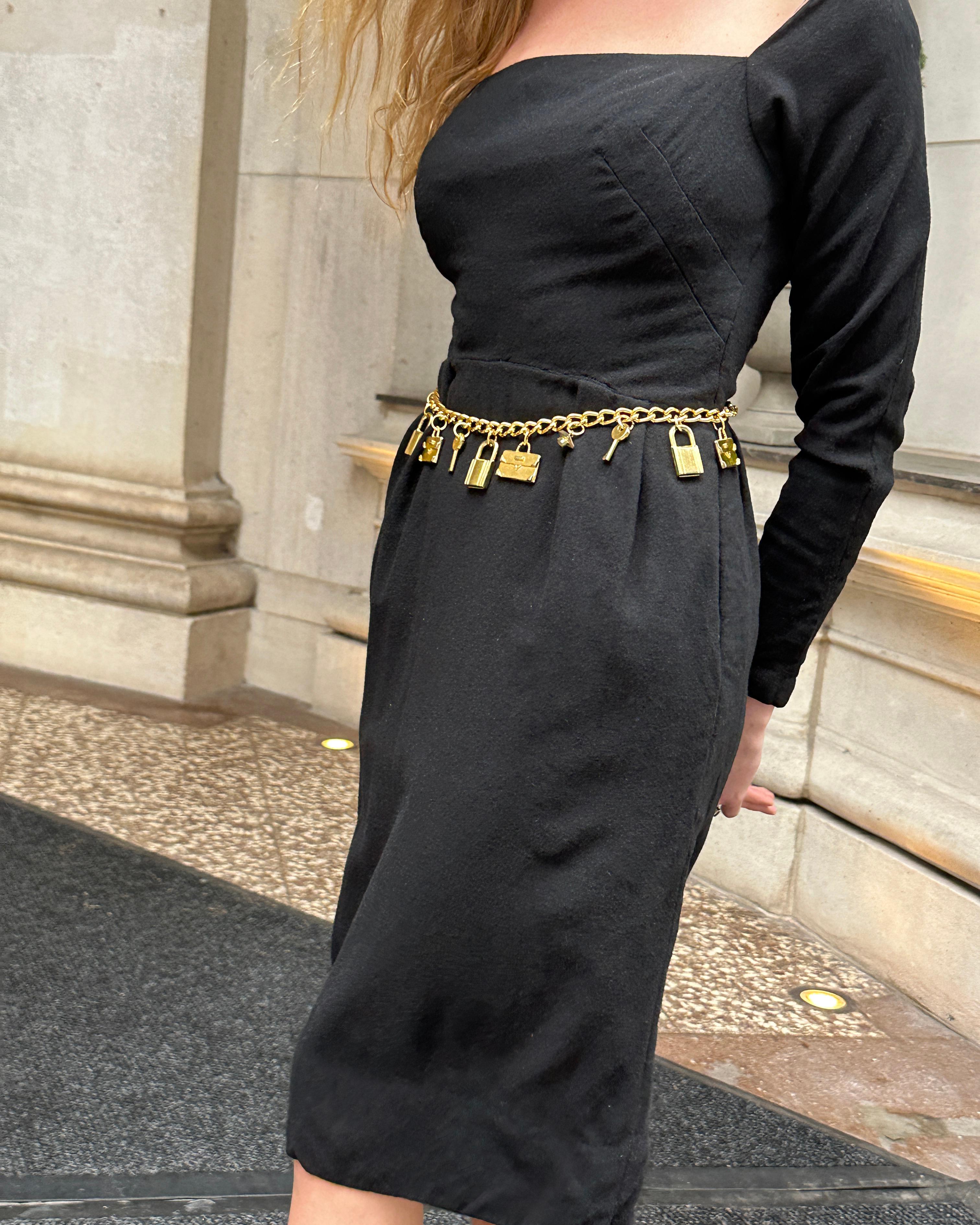 1950s Black Wool Square-Neck Wiggle Dress by Mr. Mort 3