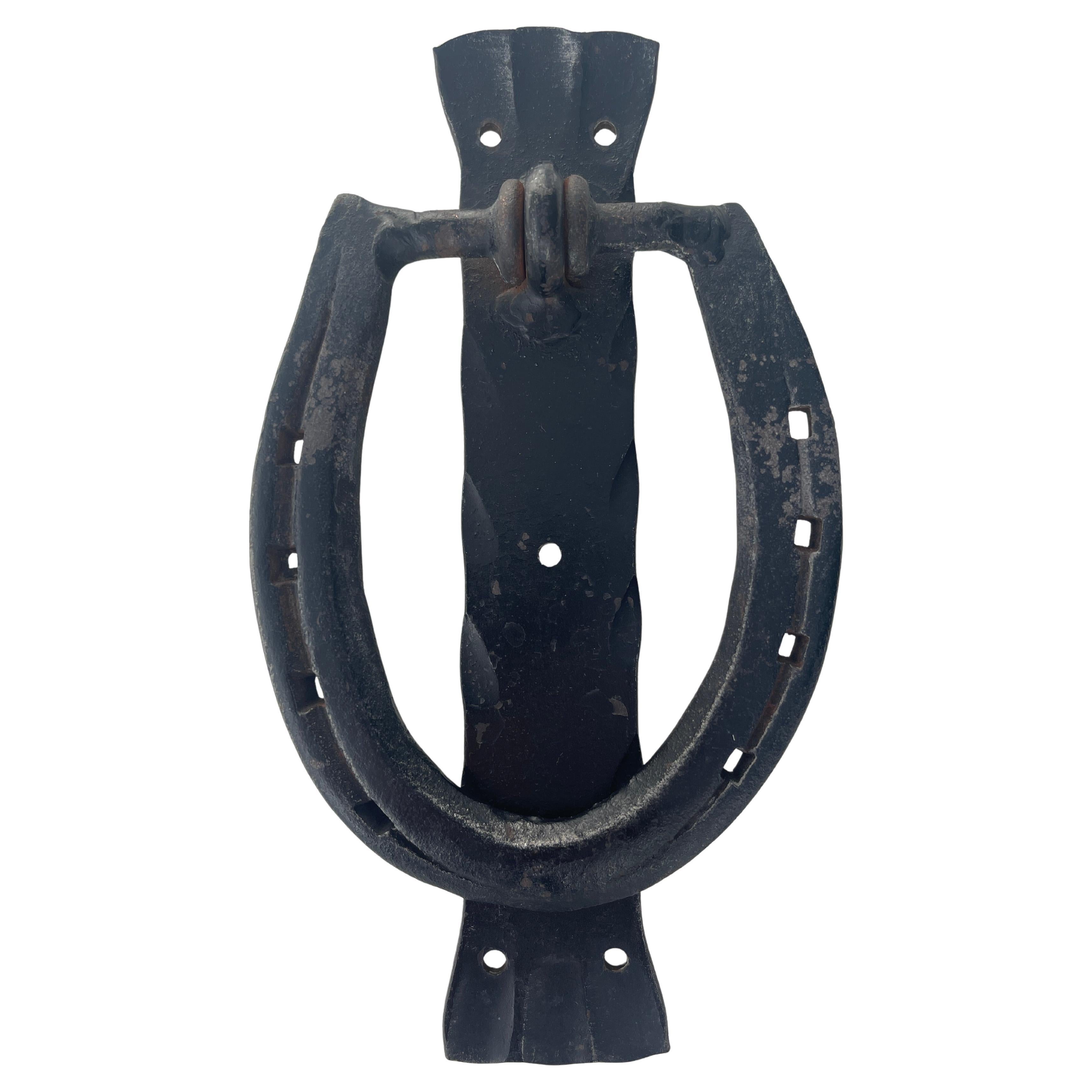 Heurtoir de porte en fer forgé noir des années 1950