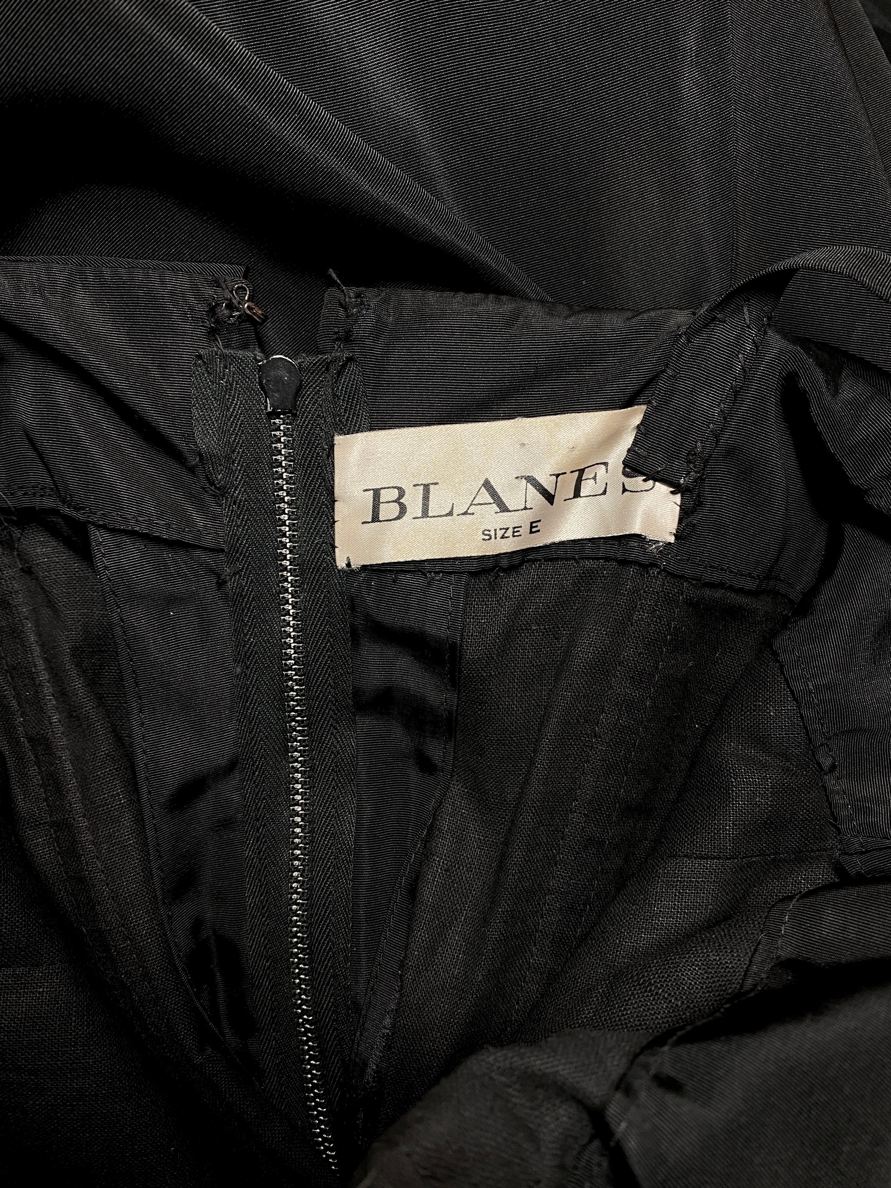 1950s Blanes Black Taffeta Rose Applique Dress For Sale 2