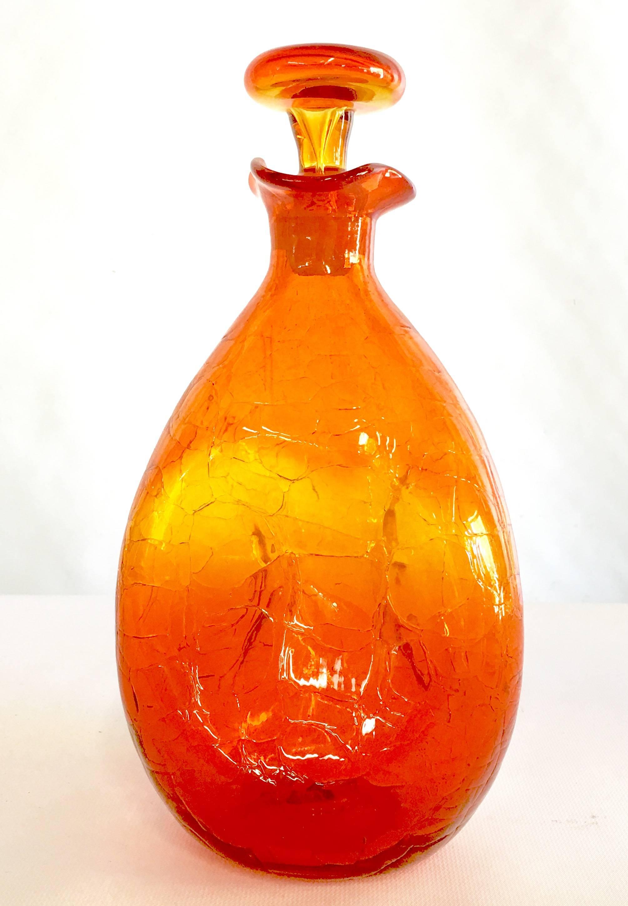 blenko crackle glass decanter