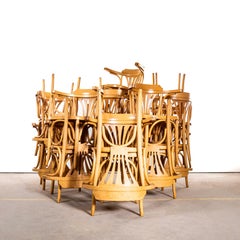 1950's Blonde Fan Back Armchairs With Patterned Seat