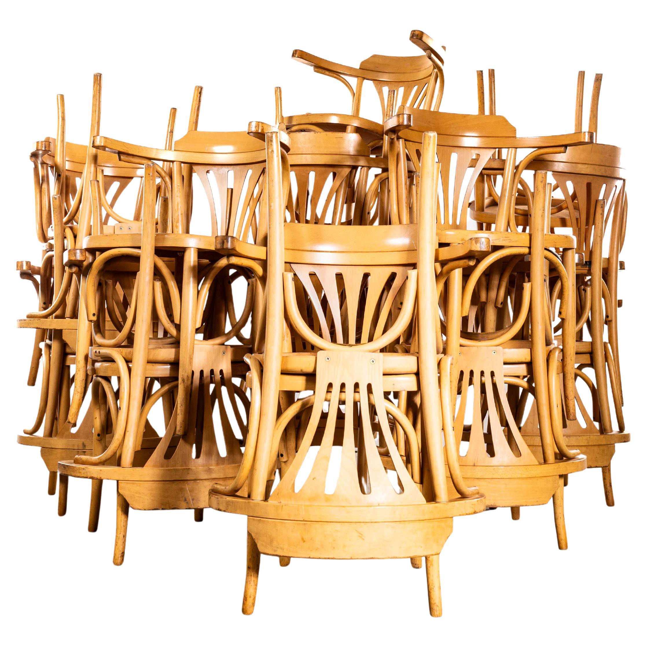 Poltrone bionde con schienale a ventaglio degli anni 
50 con seduta a fantasia in vendita