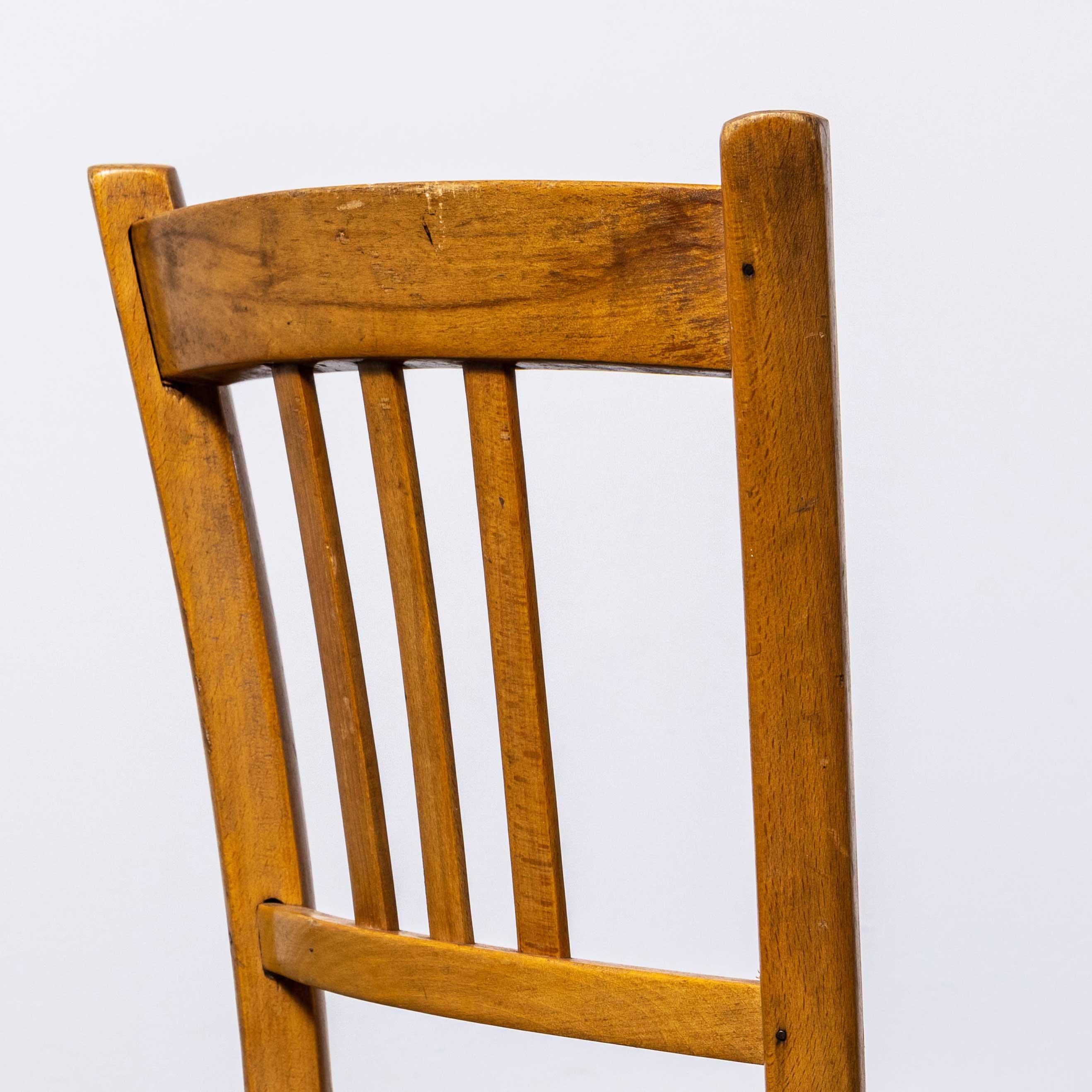 Sedie da pranzo bionde da fattoria degli anni '50 con gambe quadrate - Set di sei in vendita 4