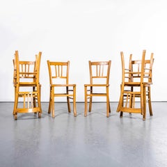 1950's Blonde Farmhouse Dining Chairs With Square Legs - Set Of Six