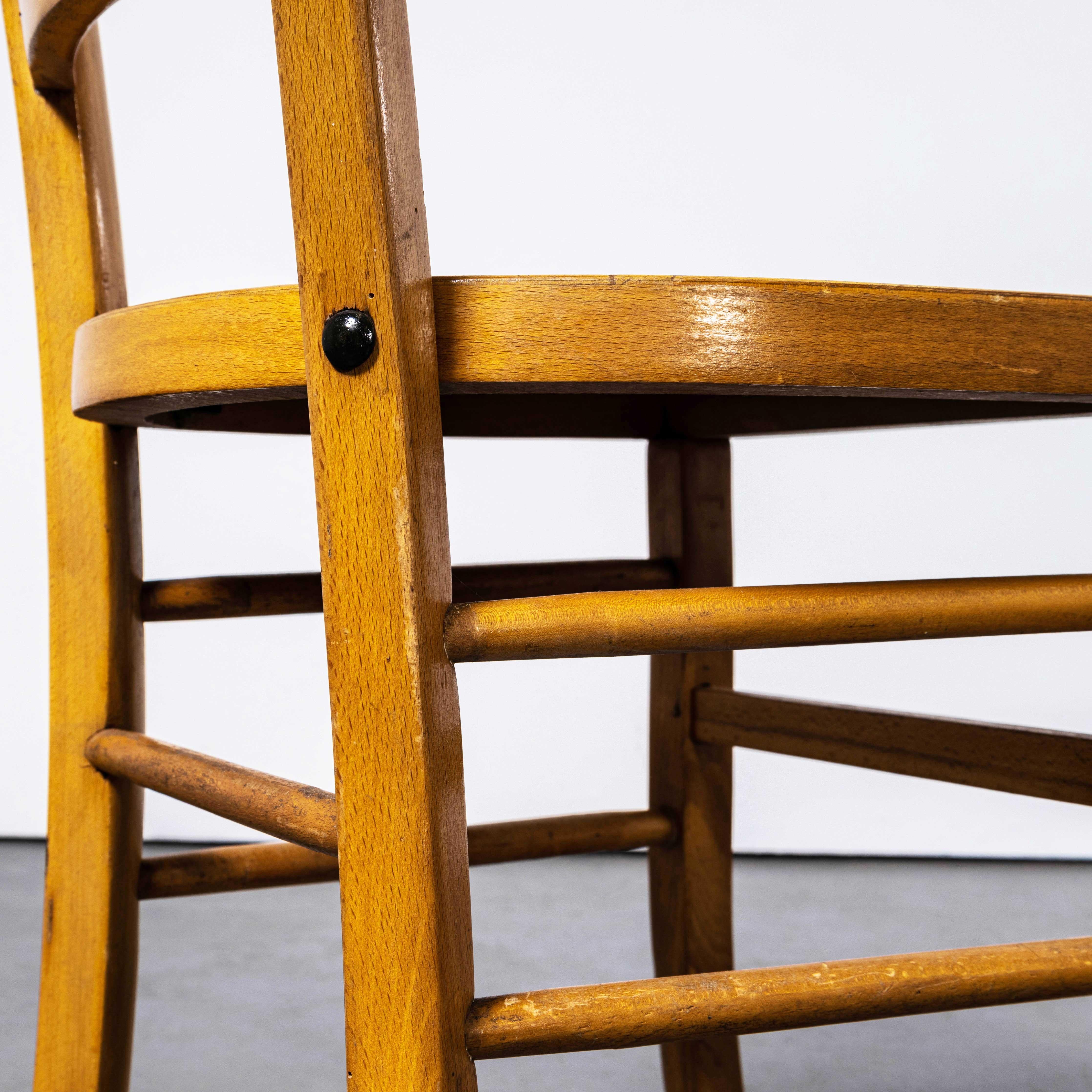 Sedie da pranzo bionde da fattoria degli anni '50 con gambe quadrate - Set di sei in vendita 1