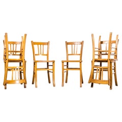 1950's Blonde Farmhouse Dining Chairs With Square Legs - Set Of Six