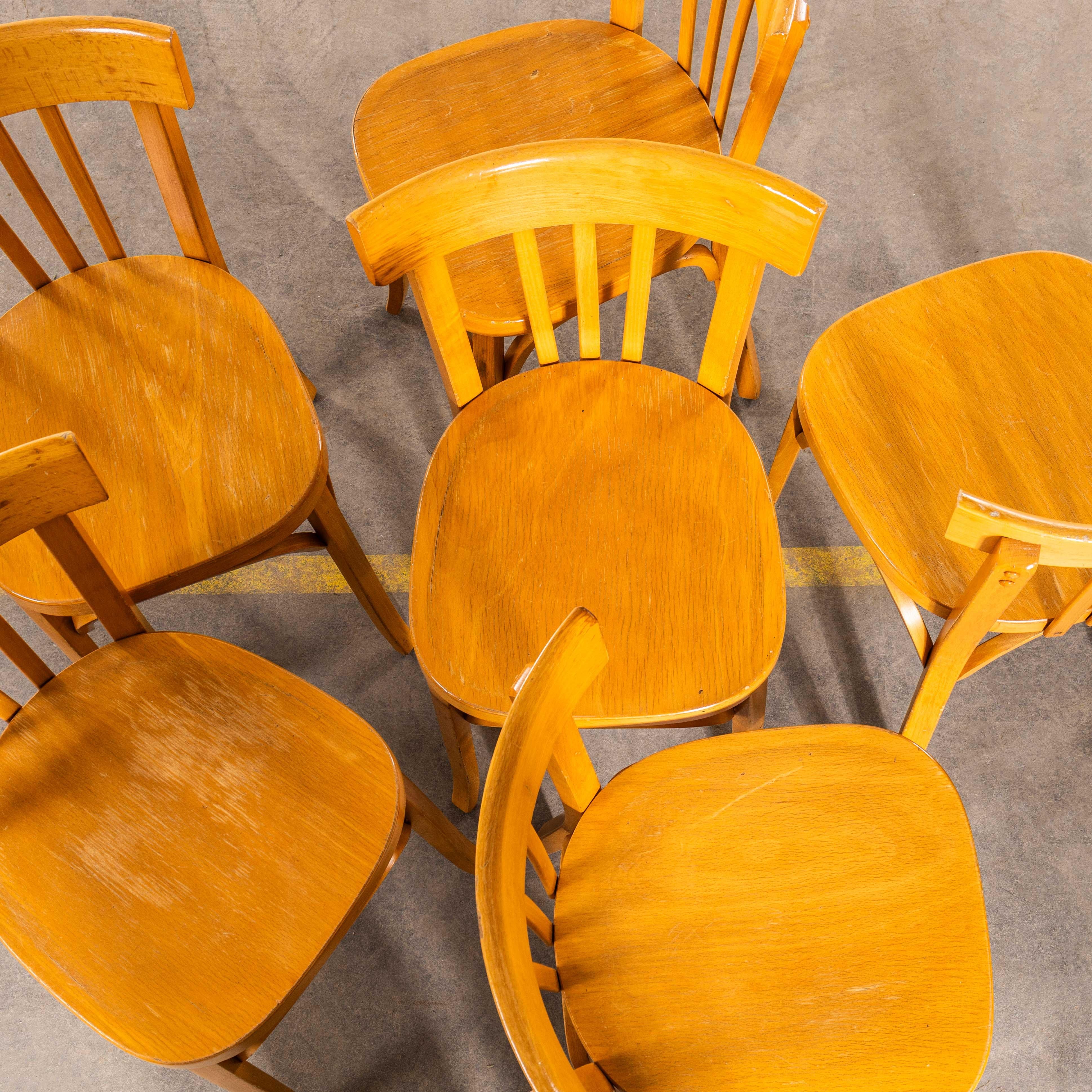 Chaises de salle à manger en bentwood blond à assise plate des années 1950 - Ensemble de six chaises Bon état - En vente à Hook, Hampshire