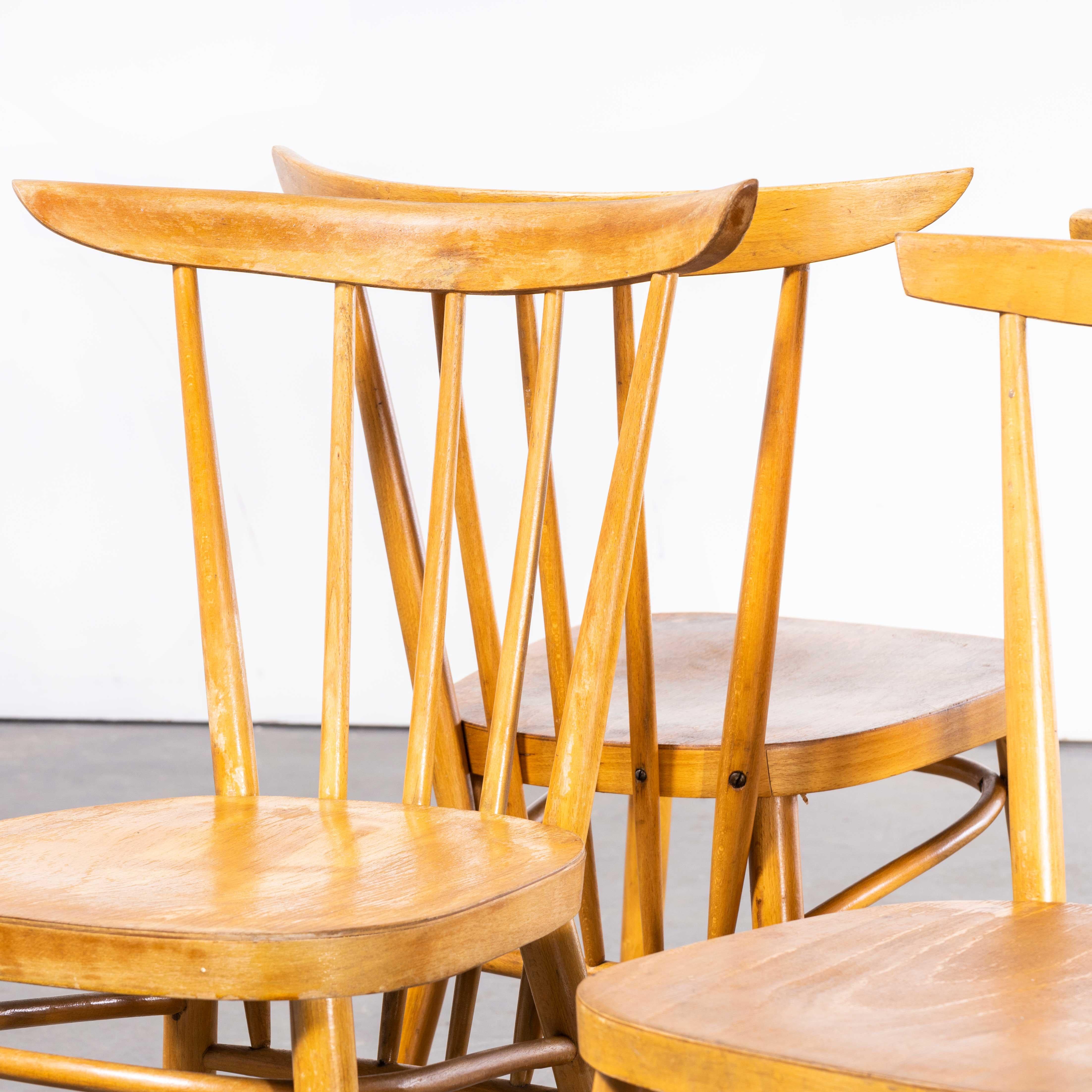 1950s Blonde Stickback Dining Chairs by Ton - Set of Six For Sale 3