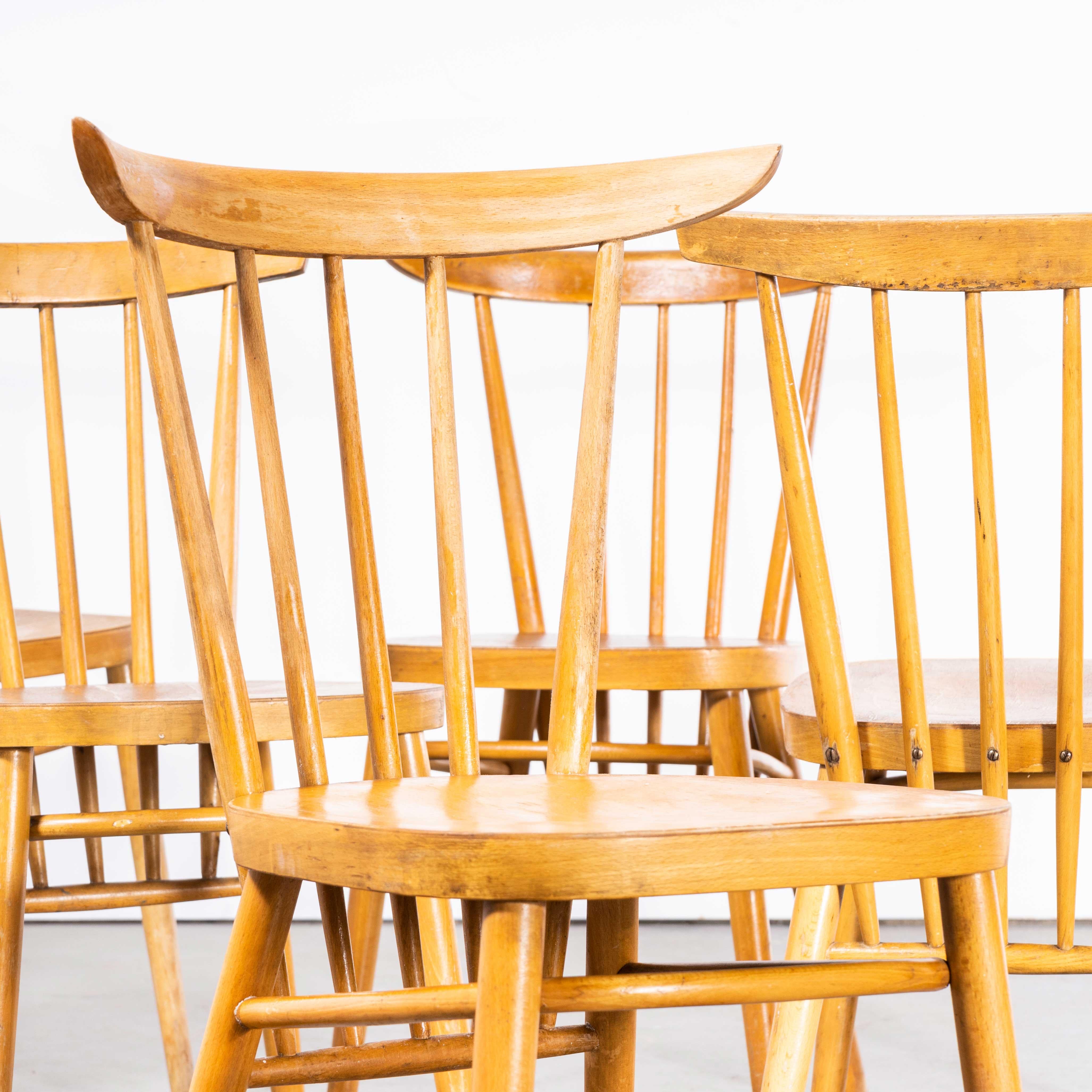 1950s Blonde Stickback Dining Chairs by Ton - Set of Six For Sale 4