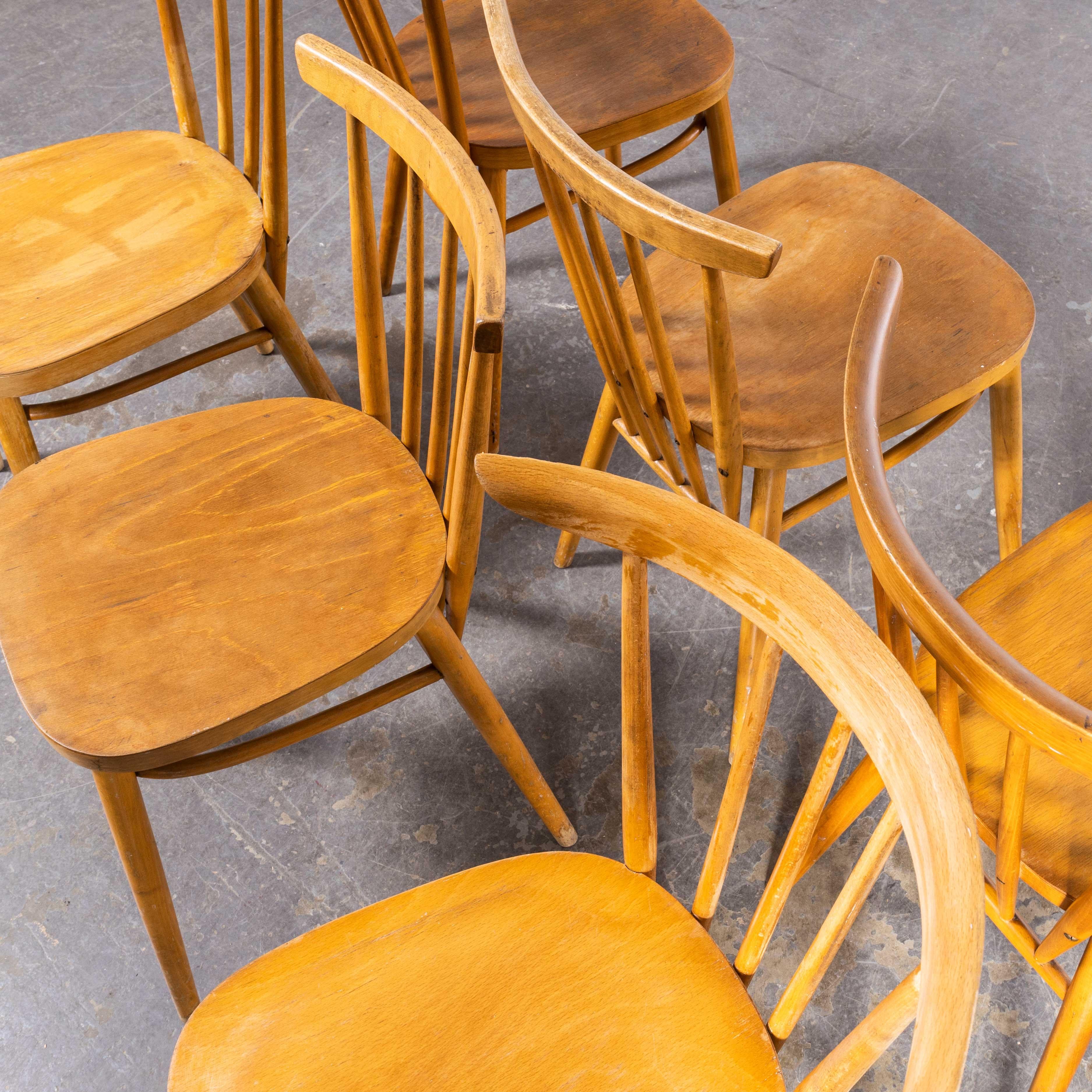 1950s Blonde Stickback Dining Chairs by Ton - Set of Six For Sale 1