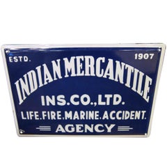 1950s Blue and White Indian Mercantile Sign