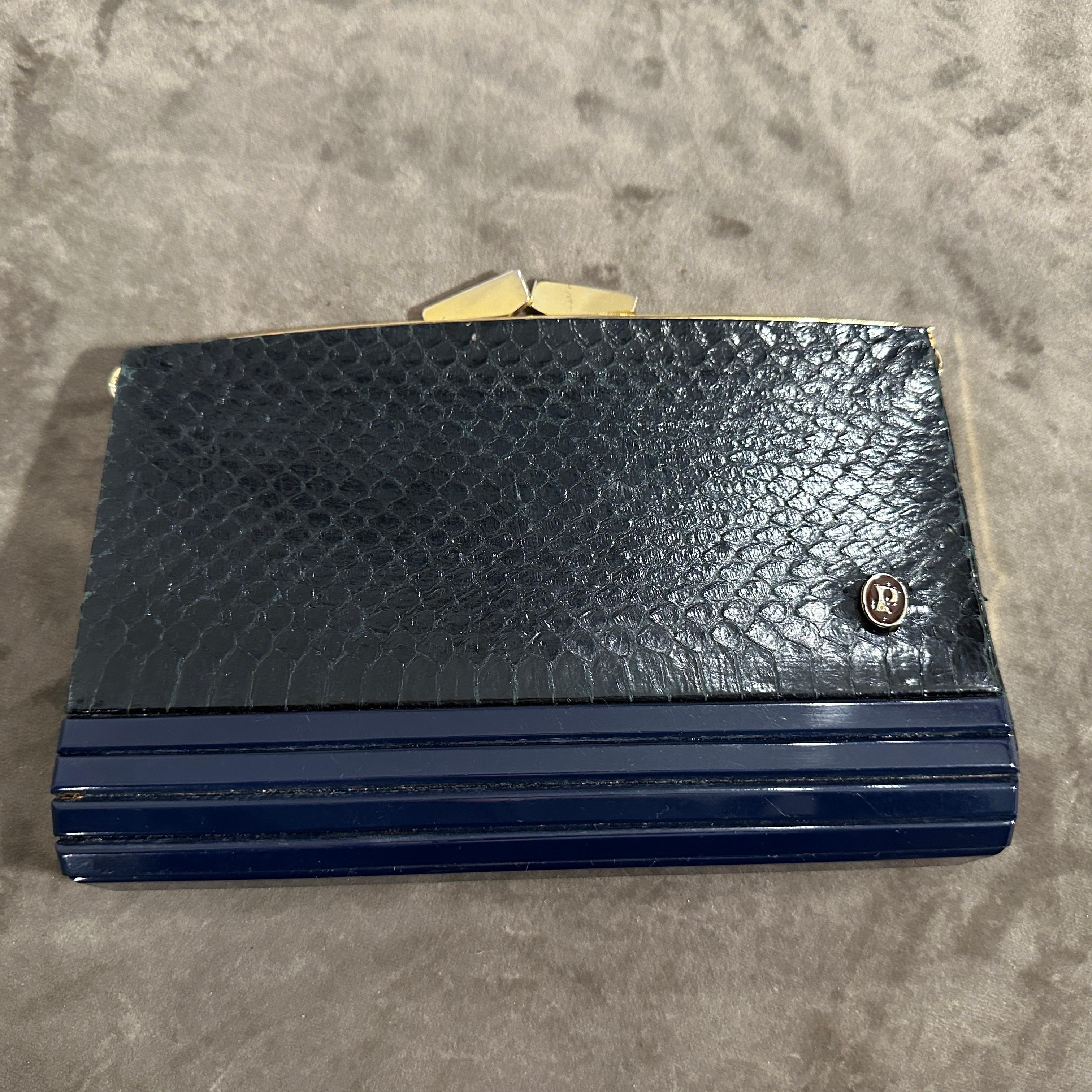 Noir Sac de soirée italien en bakélite et cuir des années 1950 en vente