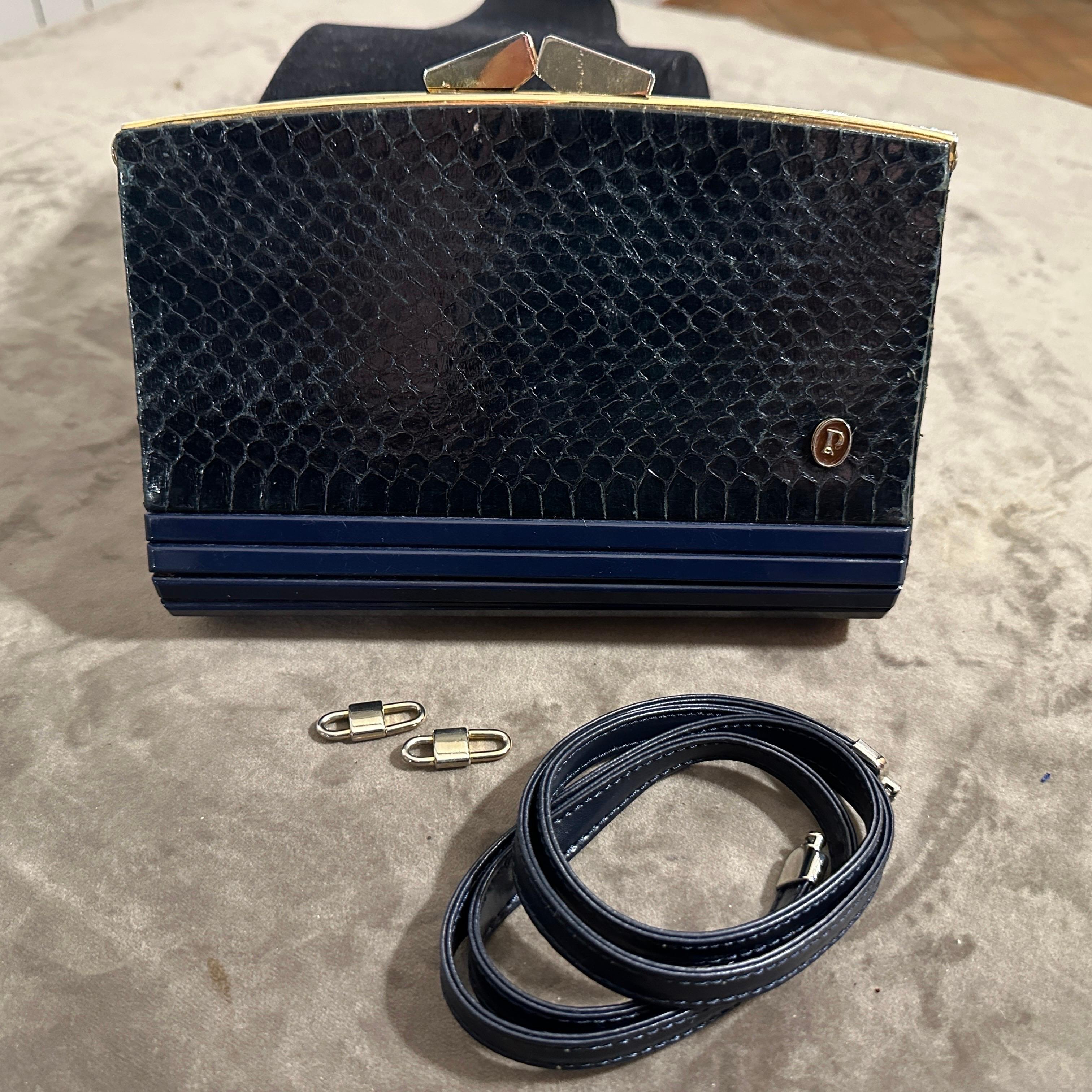 Sac de soirée italien en bakélite et cuir des années 1950 en vente 2