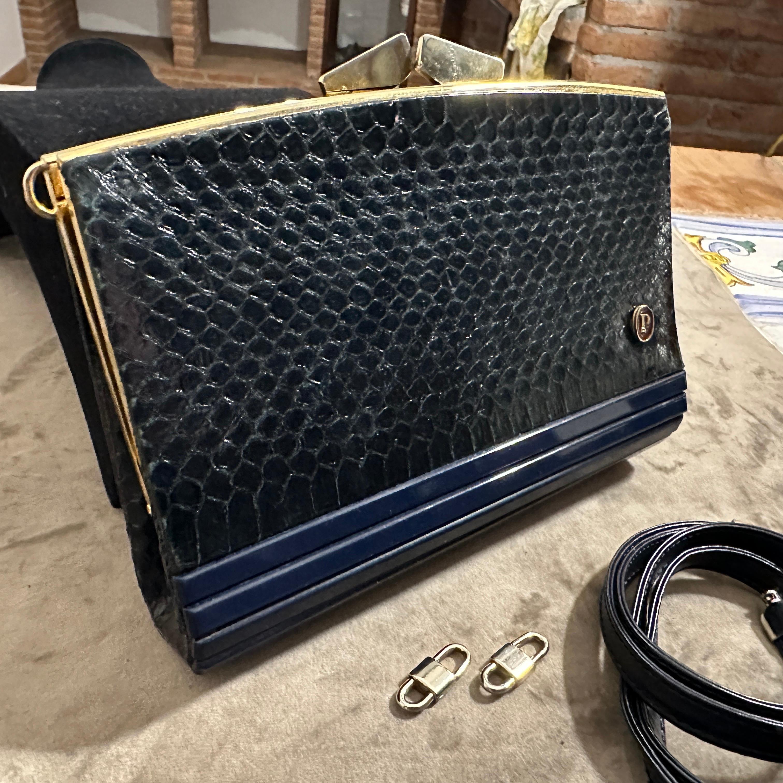 Sac de soirée italien en bakélite et cuir des années 1950 en vente 3