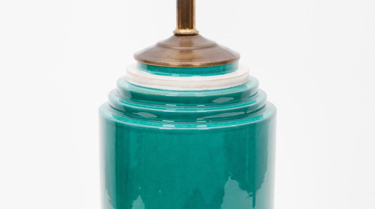 Italian 1950s Blue Ceramic Table Lamp by Ettore Sottsass For Sale