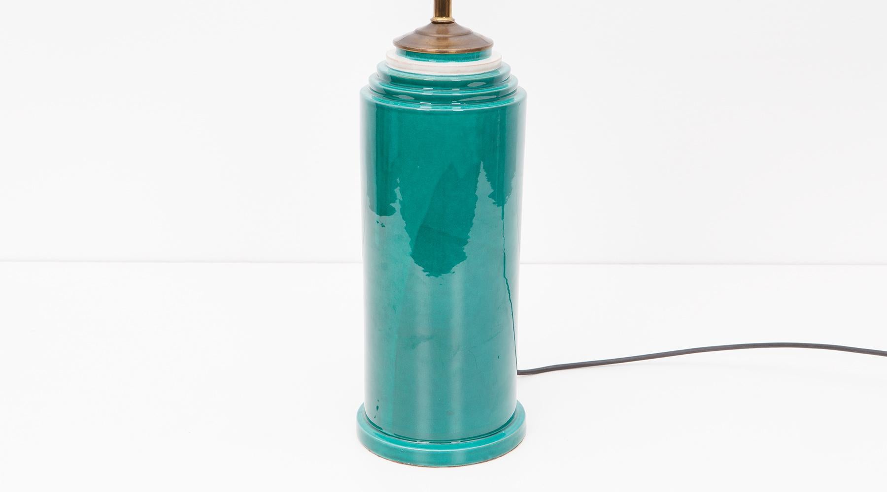 1950s Blue Ceramic Table Lamp by Ettore Sottsass In Good Condition In Frankfurt, Hessen, DE