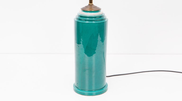 1950s Blue Ceramic Table Lamp by Ettore Sottsass In Good Condition For Sale In Frankfurt, Hessen, DE