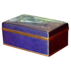 Vintage 1950s Blue Cloisonné Box
