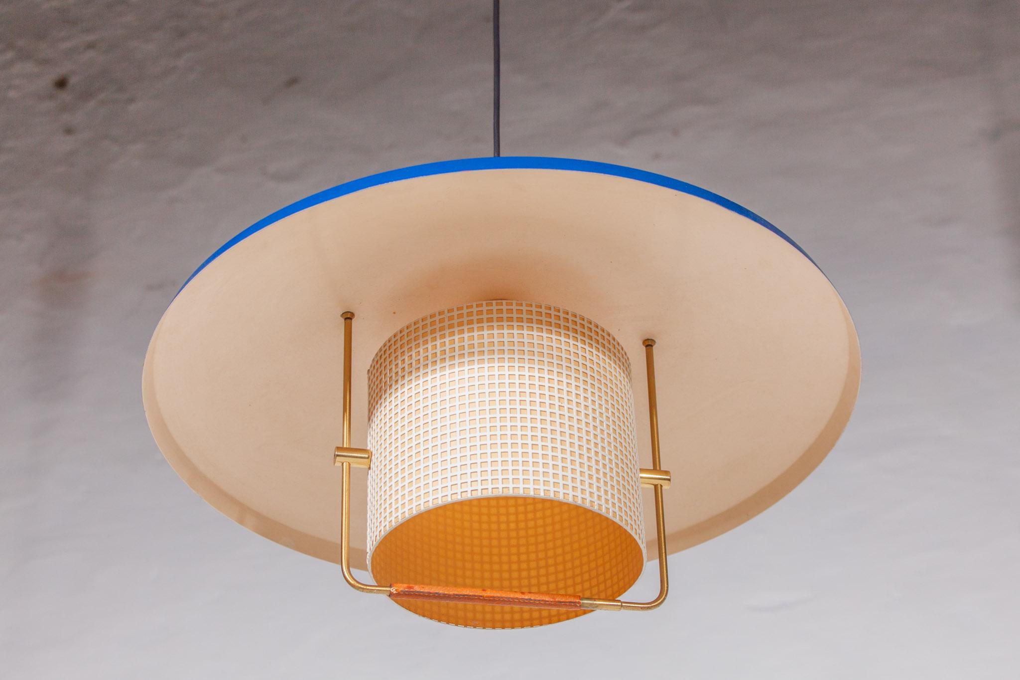 Mid-20th Century 1950s Blue Counterweight Pendant by Gaetano Sciolari for Stilnovo For Sale