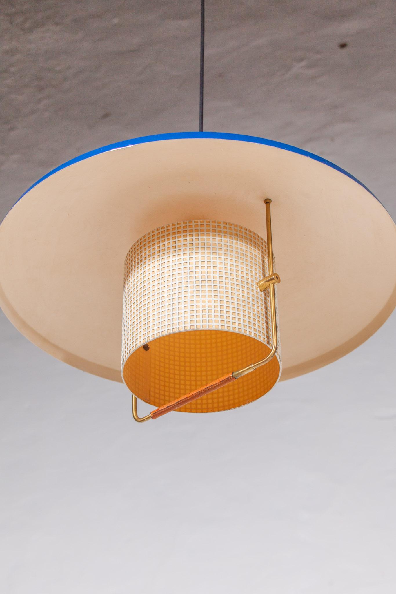 Metal 1950s Blue Counterweight Pendant by Gaetano Sciolari for Stilnovo For Sale